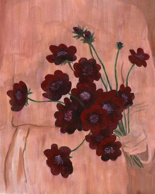 Chocolate Cosmos Watercolor Print | Moody Floral Wall Art | Archival Fine Art Print