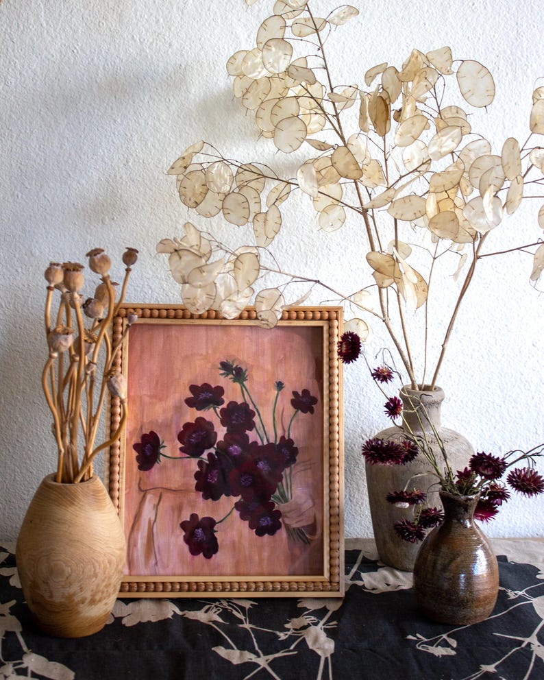 Chocolate Cosmos Watercolor Print | Moody Floral Wall Art | Archival Fine Art Print