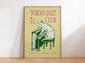 Jazz Cat Wall Art, Vintage Japanese Wall Art, Retro Music Poster, Apartment Decor, Trendy Cat Poster, Maximalist Decor, Quirky Cat Print