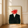 Red Scribble Abstract Art Print, Minimalist Modern Decor (Digital Download)