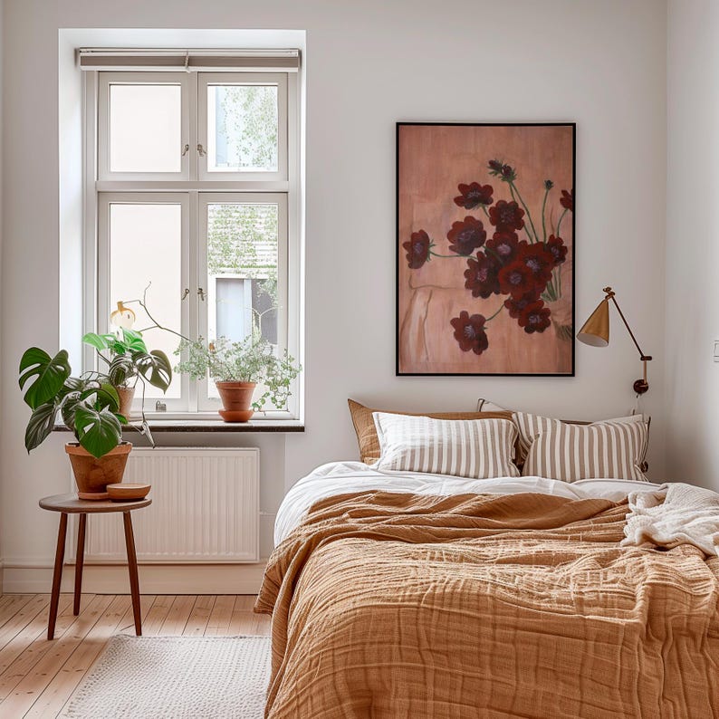 Chocolate Cosmos Watercolor Print | Moody Floral Wall Art | Archival Fine Art Print