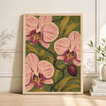 Botanical Orchid Print, Vintage Art Nouveau Floral Wall Art, Pink Magenta Decor