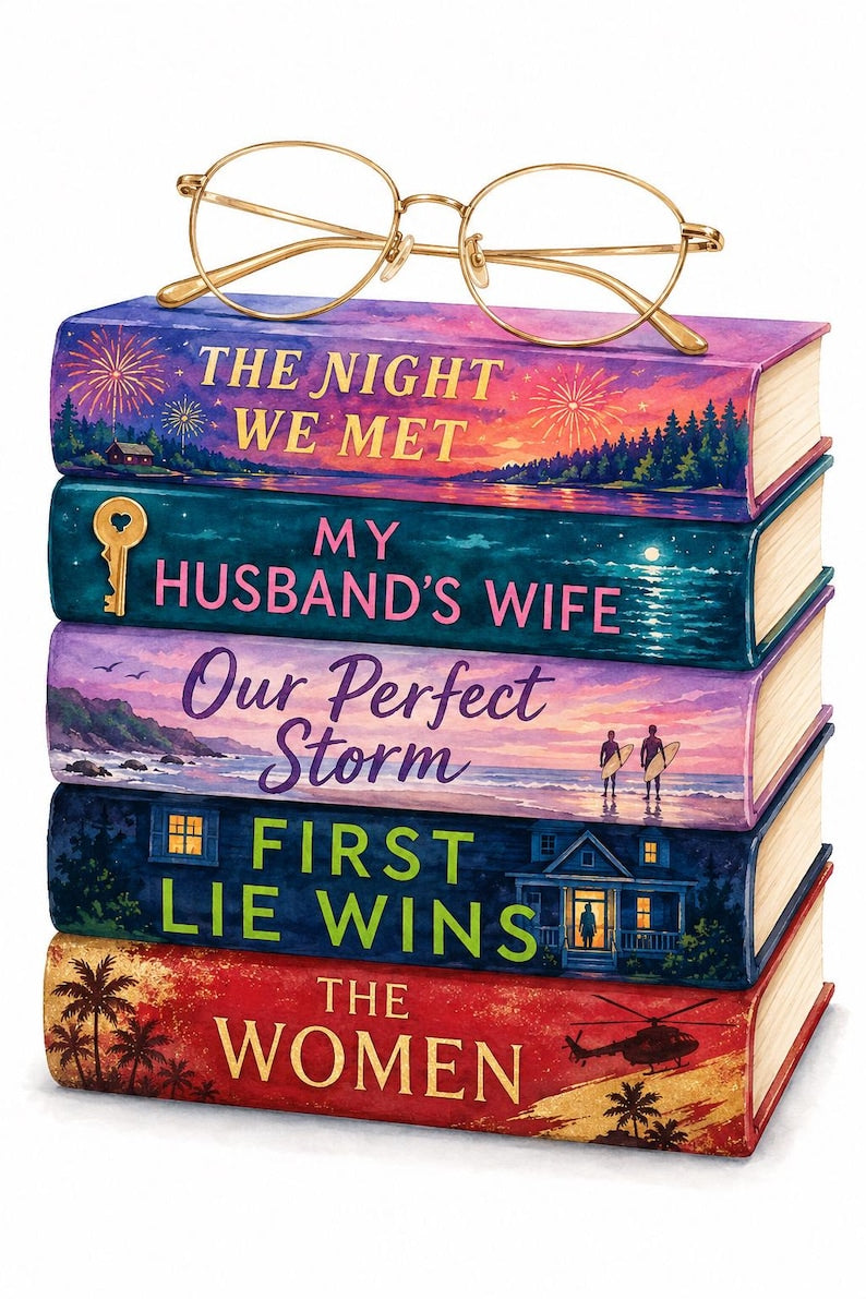 Custom Book Stack Print | Personalized Favorite Books Wall Art Poster