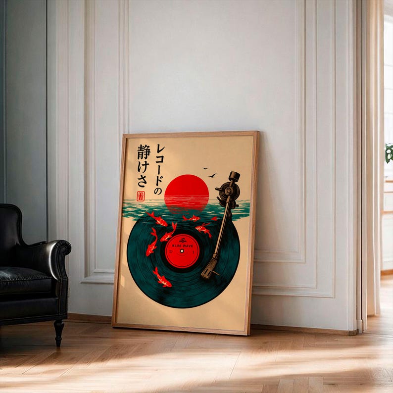 Japanese Retro Wall Poster, Vintage Music Print, Japanese Wall Art, Vinyl Art.