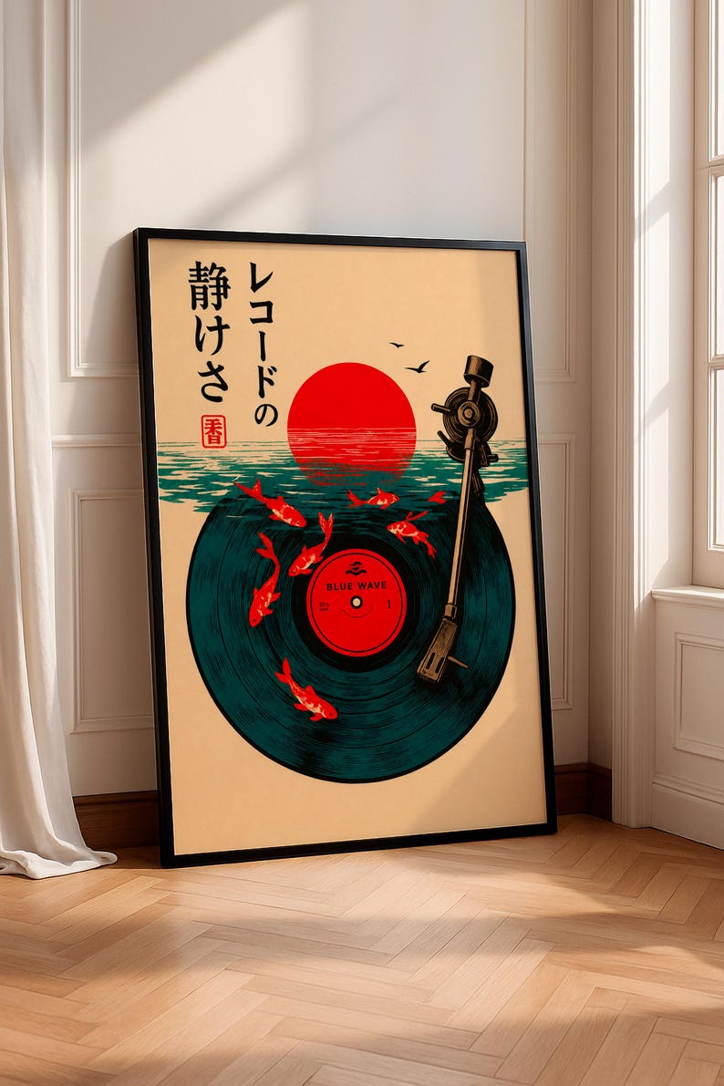 Japanese Retro Wall Poster, Vintage Music Print, Japanese Wall Art, Vinyl Art.