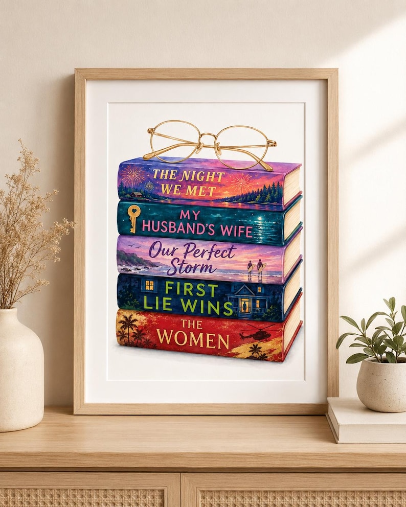 Custom Book Stack Print | Personalized Favorite Books Wall Art Poster (Digital Download Available)