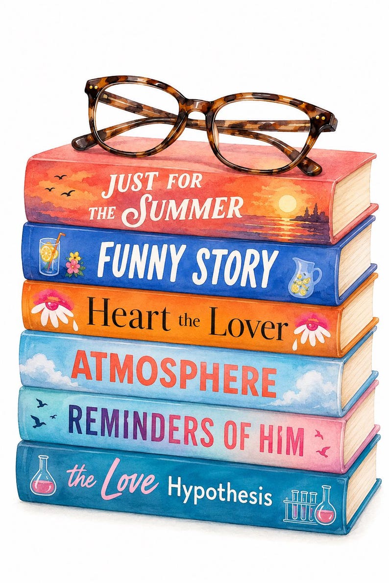 Custom Book Stack Print | Personalized Favorite Books Wall Art Poster