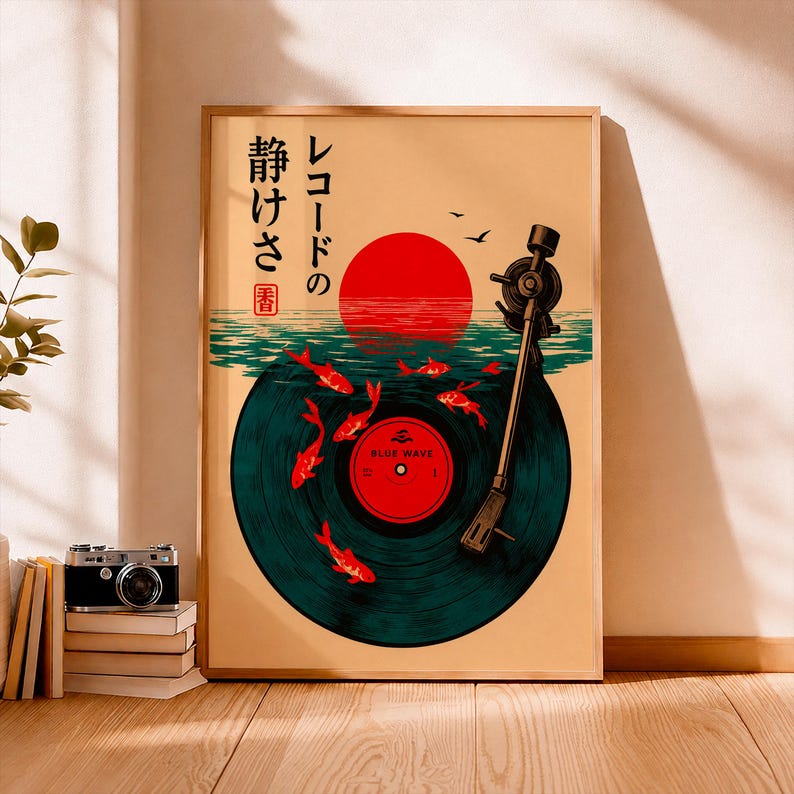 Japanese Retro Wall Poster, Vintage Music Print, Japanese Wall Art, Vinyl Art.