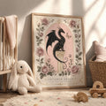 Fantasy Dragon Wall Art, Heart Brave Dragons Quote, Bookish Wall Art, Fantasy Book Readers, Pink Floral Poster, Dragon Lover Gift