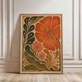 Mid Century Botanical Poster, Retro Floral Wall Art, Scandinavian Folk Garden Print Decor